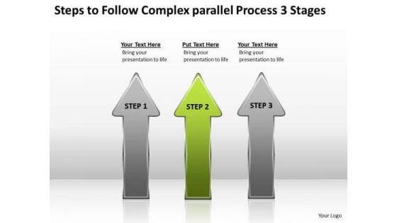 Follow Complex Parallel Process 3 Stages Cleaning Company Business Plan PowerPoint Slides