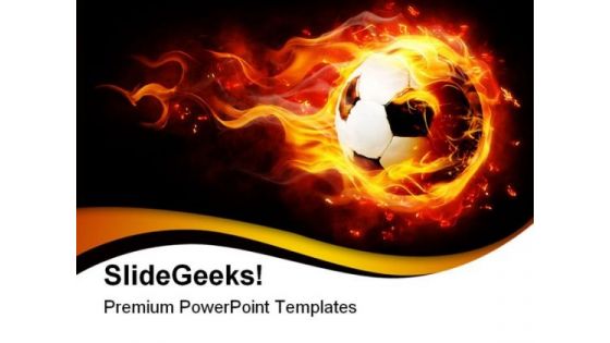 Football With Flames Sports PowerPoint Templates And PowerPoint Backgrounds 0411