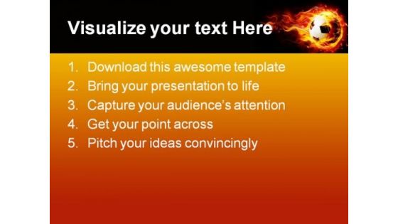 Football With Flames Sports PowerPoint Themes And PowerPoint Slides 0411