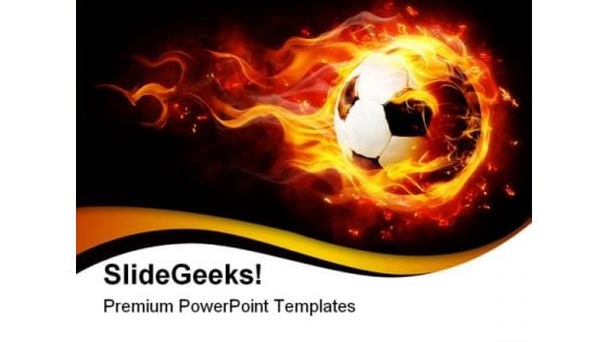 Football With Flames Sports PowerPoint Themes And PowerPoint Slides 0411