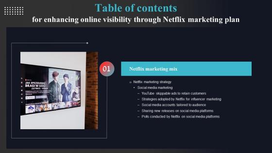 For Enhancing Online Visibility Through Netflix Marketing Plan Table Of Contents Topics Pdf