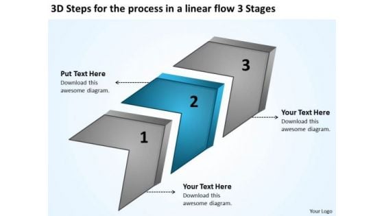 For The Process In A Linear Flow 3 Stages Business Plan Sample Pdf PowerPoint Templates For The Process In A Linear Flow 3 Stages Business Plan Sample Pdf PowerPoint Templates