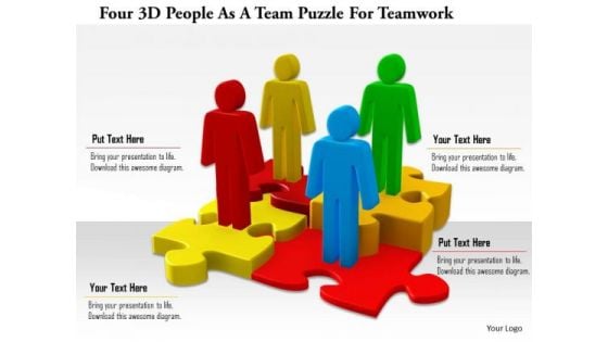 Four 3d People As A Team Puzzle For Teamwork