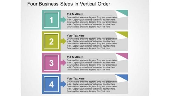 Four Business Steps In Vertical Order PowerPoint Templates