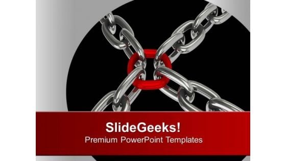 Four Chains Tied Together Security Teamwork PowerPoint Templates Ppt Backgrounds For Slides 1112