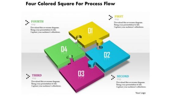 Four Colored Square For Process Flow Presentation Template