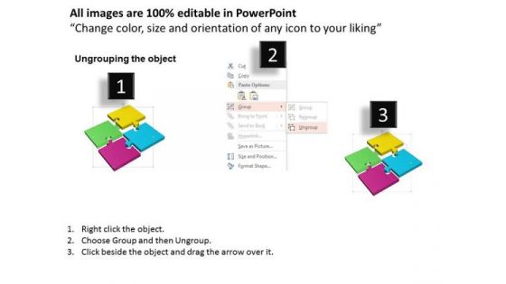 Four Colored Square For Process Flow Presentation Template