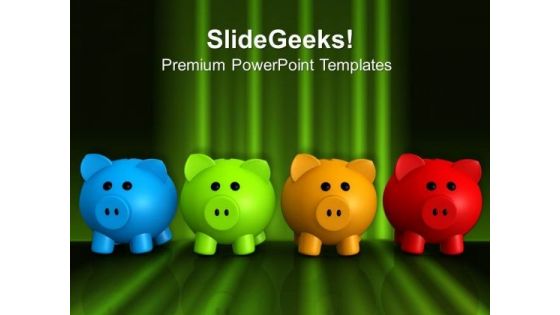 Four Colors Piggy Bank Finance PowerPoint Templates And PowerPoint Themes 1012