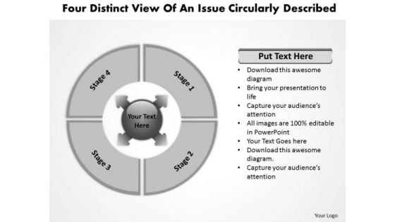 Four Distinct View Of An Issue Circularly Described Cycle Arrow Process PowerPoint Slides