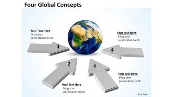 Four Global Concepts Circular Flow Layout Chart PowerPoint Templates