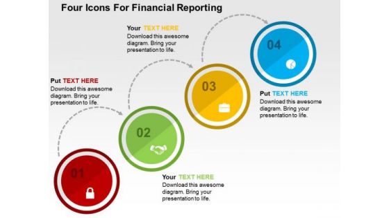 Four Icons For Financial Reporting PowerPoint Template