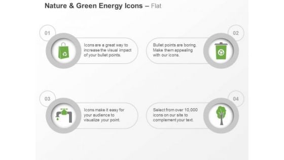 Four Icons For Green Energy Water Air Paper And Waste Management Ppt Slides Graphics