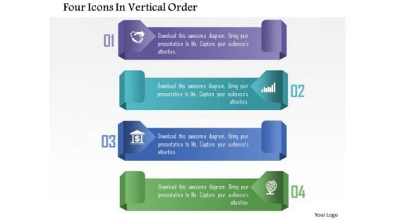Four Icons In Vertical Order PowerPoint Template
