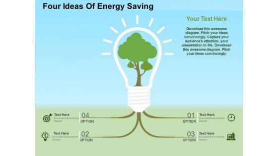 Four Ideas Of Energy Saving PowerPoint Template Four Ideas Of Energy Saving PowerPoint Template