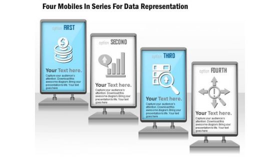 Four Mobiles In Series For Data Representation Presentation Template