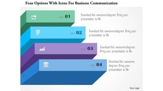 Four Options With Icons For Business Communication PowerPoint Template