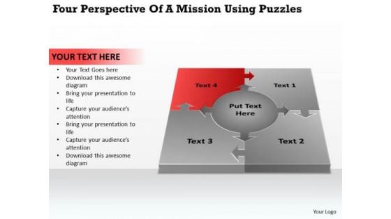 Four Perspective Of A Mission Using Puzzles Cheap Business Plan PowerPoint Slides