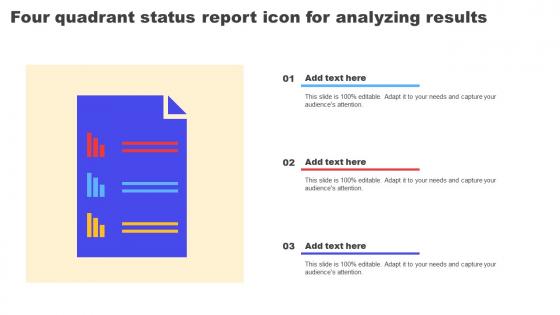 Four Quadrant Status Report Icon For Analyzing Results Themes pdf