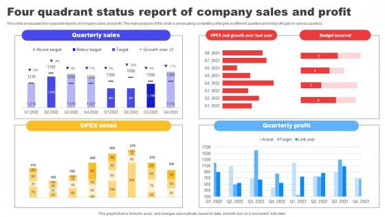 Four Quadrant Status Report Of Company Sales And Profit Pictures pdf