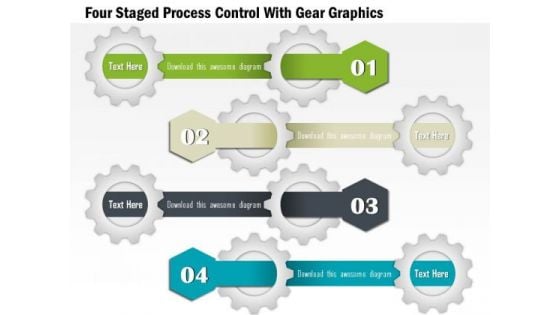 Four Staged Process Control With Gear Graphics Presentation Template