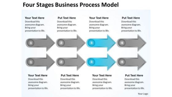 Four Stages Business Process Model Drafting Plan PowerPoint Templates