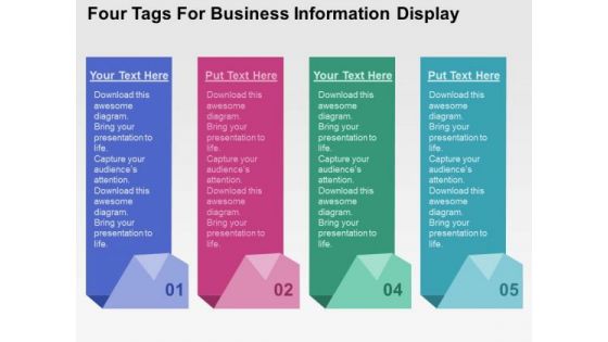 Four Tags For Business Information Display PowerPoint Template