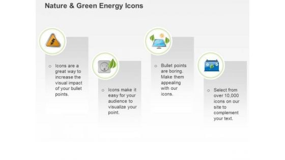 Four Text Icons With Power Generation Symbols Ppt Slides Graphics