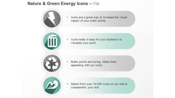 Four Vertical Green Energy Symbols Ppt Slides Graphics