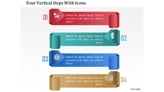 Four Vertical Steps With Icons PowerPoint Template