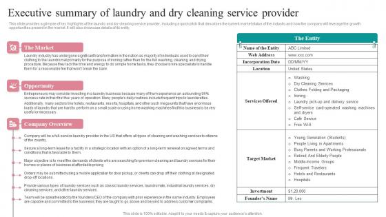 Fresh Laundry Service Business Plan Go To Market Strategy Executive Summary Of Laundry Grid Pdf