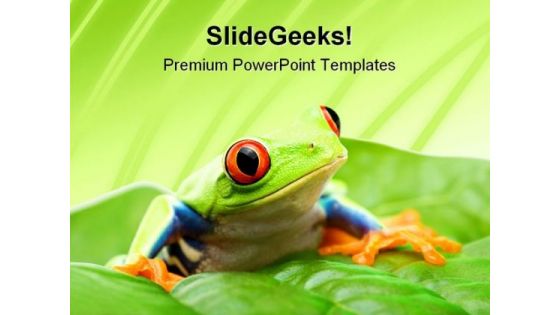 Frog On A Leaf Nature PowerPoint Themes And PowerPoint Slides 0211
