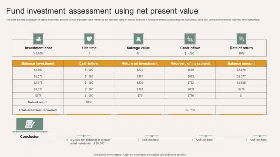 Fund Investment Assessment Using Net Present Value Background Pdf