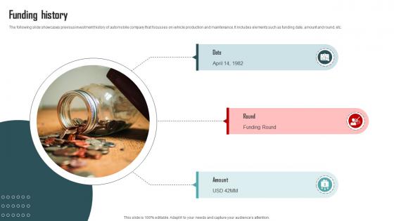 Funding History Vehicle Company Capital Funding Pitch Deck