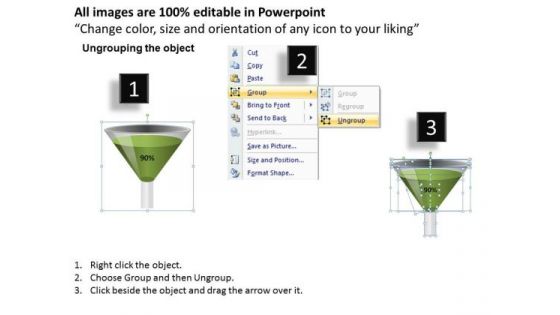 Funnel PowerPoint Diagram Showing Percent Conversion Ppt Slides