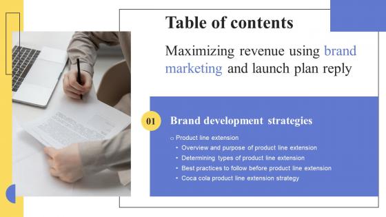 G205 Table Of Contents Maximizing Revenue Using Brand Marketing And Launch Plan Reply Pictures Pdf