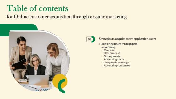 G208 Table Of Contents For Online Customer Acquisition Through Organic Marketing Download Pdf