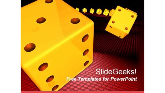 Yellow Gamble Dice PowerPoint Template