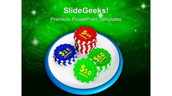 Gambling Of Poker Chips PowerPoint Templates Ppt Backgrounds For Slides 0213