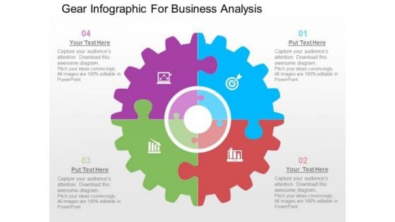 Gear Infographic For Business Analysis PowerPoint Templates