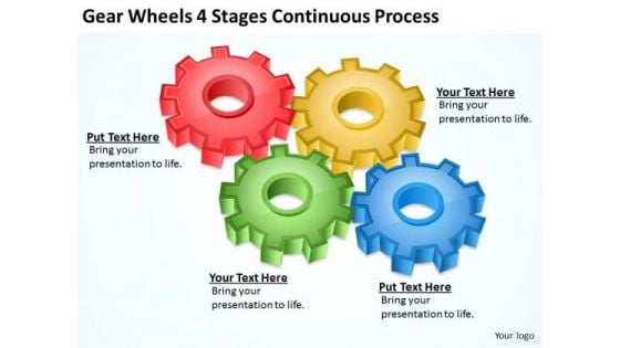 Gear Wheels 4 Stages Continuous Process Ppt Bussiness Plan PowerPoint Templates