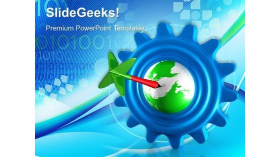 Gear With Earth Global Targets PowerPoint Templates And PowerPoint Themes 0612