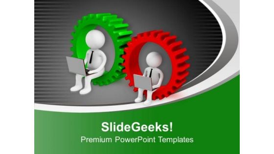 Gear Your Business With Technology PowerPoint Templates Ppt Backgrounds For Slides 0613