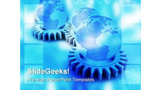 Gears And Globe Concept Industrial PowerPoint Themes And PowerPoint Slides 0411