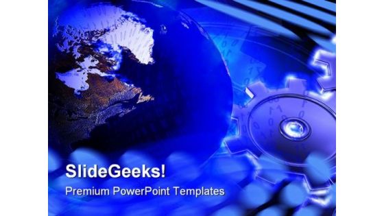 Gears And Globe Global PowerPoint Themes And PowerPoint Slides 0611