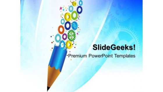 Gears And Pencil Business PowerPoint Templates And PowerPoint Themes 0412