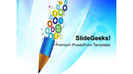 Gears And Pencil Business PowerPoint Templates And PowerPoint Themes 0412