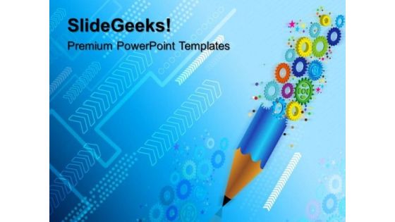 Gears And Pencil Gearwheels PowerPoint Templates And PowerPoint Themes 0512
