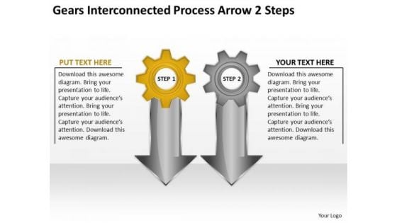 Gears Interconnected Process Arrow 2 Steps Business Continuity Plan Sample PowerPoint Slides