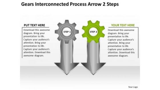 Gears Interconnected Process Arrow 2 Steps Ppt Business Plan PowerPoint Slides