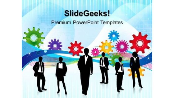 Gears With Business Person Industrial PowerPoint Templates And PowerPoint Themes 0412